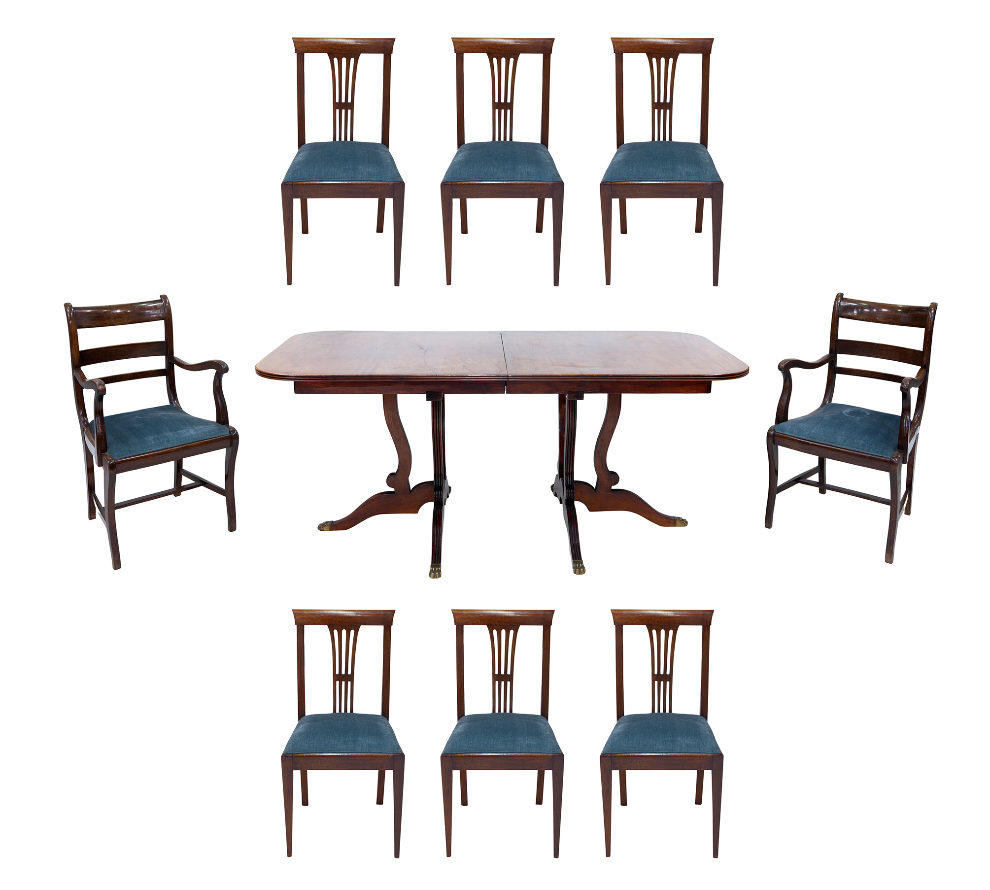 CONJUNTO DE MESA DE COMEDOR EXTENSIBLE Y SILLAS ACOMPAÑADOS