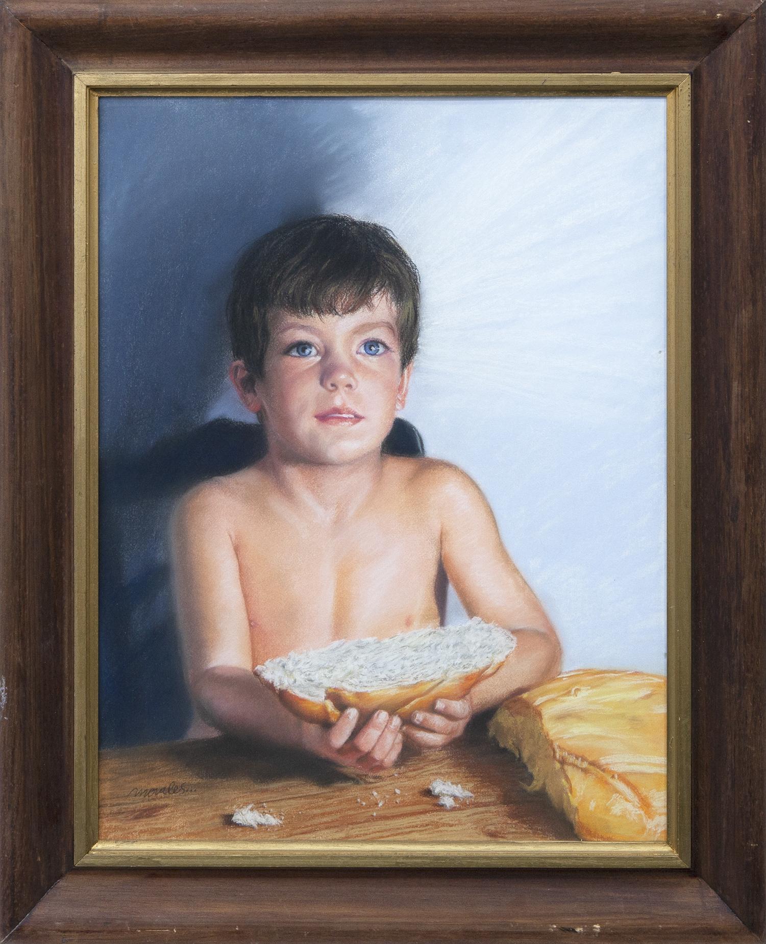 RETRATO DE NIÑO CON HOGAZA DE PAN 