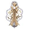 <span class='ref_item'>65 -</span> <span class="object_title">BROCHE ALFILER EN ORO BICOLOR DE 18KT, DIAMANTES Y PERLA</span>  <p><span class="technical_description">Broche alfiler realizado en oro bicolor de 18kt con figura de dama que mantiene en sus manos una pequeña perla cultivada y orla en ondas de diamantes en talla brillante, con un peso total aprox de 0,50ct. <br/>Cierre: Aguja con mosquita<br/>Longitud: 5cm</span><br>Peso: <span class="PESO_HCES1">16,70</span> <span class="PESOUMED_HCES1">gr.</span><br></p>