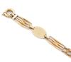 <span class='ref_item'>143 -</span> <span class="object_title">PULSERA EN ORO 18KT</span>  <p><span class="technical_description">Pulsera realizada en oro de 18kt con eslabones largos calados fantasía compuestos por barras y unidos por eslabones barbados. Consta de una placa oval con la inscripción "GOYA 118, 3ª IZDA"<br/>Cierre: Reasa marinera<br/>Longitud: 21,5cm</span><br>Peso: <span class="PESO_HCES1">46</span> <span class="PESOUMED_HCES1">gr.</span><br></p>