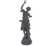 <span class='ref_item'>284 -</span> <span class="object_title">ALEGORÍA DE LA PRIMAVERA. S.XX</span>   <p><span class="technique_material">Bronce y mármol</span><br><span class="technical_description">Figura femenina como alegoría a la primavera, con vestido drapeado movido por el viento. En su mano derecha porta unas flores. Se asienta sobre una base circular de mármol negro con fieltro verde. Roturas en la base, faltas en la figura y ramo restaurado.<br/>Firmado ilegible en el reverso de la figura.</span><br><span class="ALTO_HCES1">52</span>x<span class="ANCHO_HCES1">13</span>x<span class="GRUESO_HCES1">13 </span><span class="GRUESOUMED_HCES1">cm.</span></p>