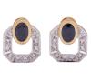 <span class='ref_item'>114 -</span> <span class="object_title">PENDIENTES EN ORO BICOLOR 18KT, ZAFIROS Y DIAMANTES</span>  <p><span class="technical_description">Pareja de pendientes realizados en oro bicolor de 18kt. Con zafiros en talla oval engastados en bisel con un peso total aprox de 0.60ct. Bajo ellos, adornos con vistas en oro blanco de bandas con diamantes en talla brillante engastados en grano con un peso total aprox de 0.06ct.<br/>Cierre: Tuerca</span><br>Peso: <span class="PESO_HCES1">4,50</span> <span class="PESOUMED_HCES1">gr.</span><br></p>