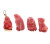 <span class='ref_item'>238 -</span> <span class="object_title">CUATRO FIGURAS EN CORAL</span>  <p><span class="technical_description">Conjunto de 4 figuras realizadas en coral rojo. Un buda, un pájaro, y un gato, con perforación en la parte superior. También un mono engastado como colgante, con reasa y base en metal dorado.<br/>Medidas: 2,2-2,8cm</span><br>Peso: <span class="PESO_HCES1">18,70</span> <span class="PESOUMED_HCES1">gr.</span><br></p>