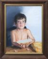 <span class='ref_item'>136 -</span> <span class="object_title">RETRATO DE NIÑO CON HOGAZA DE PAN </span>   <p><span class="author">MORALES (S.XX)</span> <br><span class="technique_material">Pastel sobre papel</span><br><span class="technical_description">Retrato de un niño de grandes ojos azules sujetando una hogaza de pan con sus manos, mientras alza su vista al frente. <br/>Enmarcado en madera con algunas faltas y cristal.<br/>Firmado en la esquina inferior derecha. <br/>Medidas con marco: 80 x 65cm con marco. 65 x 50cm sin marco</span><br></p>