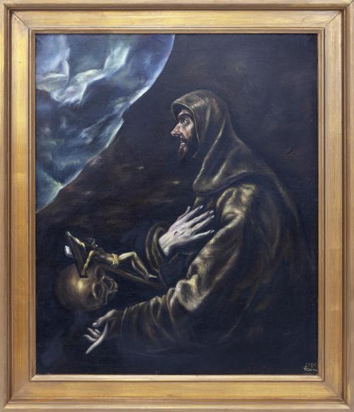 SAN FRANCISCO EN ÉXTASIS, COPIA DEL ORIGINAL DE EL GRECO. S