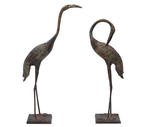 PAREJA DE GARZAS EN BRONCE DORADO