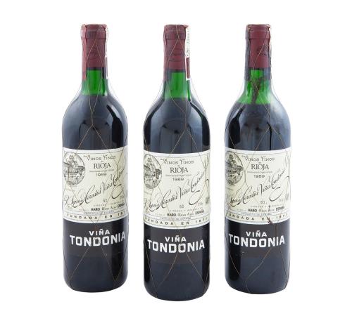 TRES BOTELLAS VIÑA TONDONIA. RIOJA, RESERVA 1989